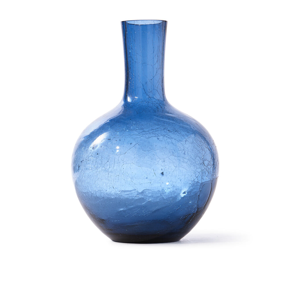 Pols Potten Crackled Ball Body Vase in Dark Blue Glass – Large