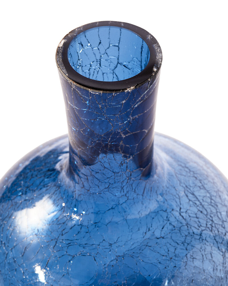 Pols Potten Crackled Ball Body Vase in Dark Blue Glass – Small