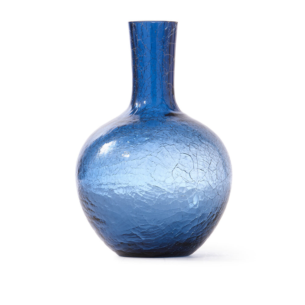 Pols Potten Crackled Ball Body Vase in Dark Blue Glass – Small