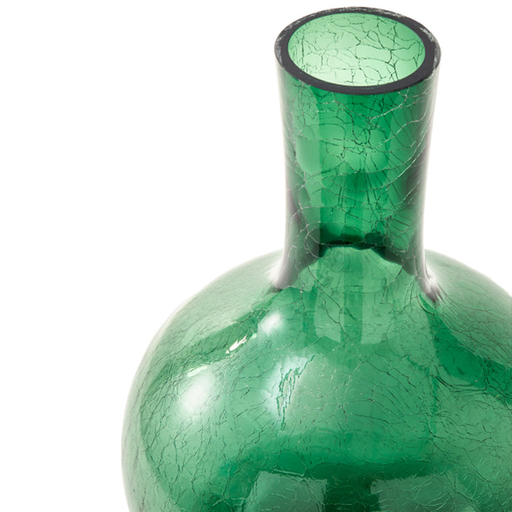 Pols Potten Crackled Ball Body Vase in Dark Green Glass – Large