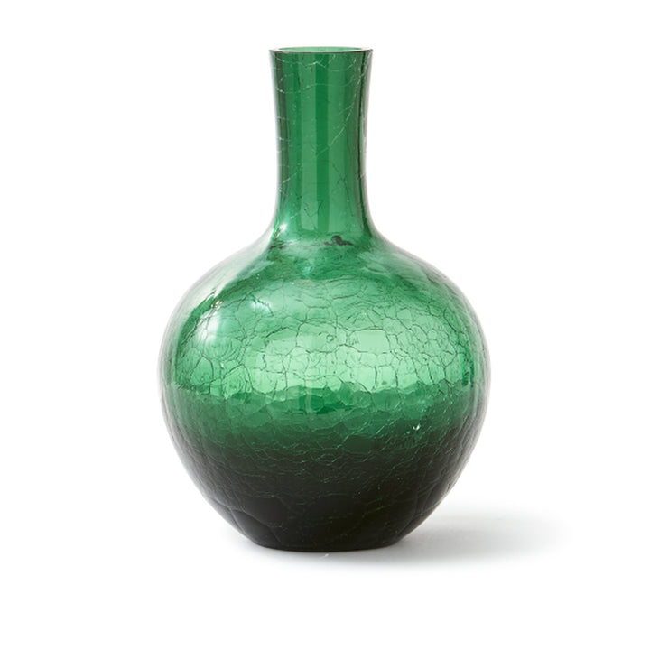 Pols Potten Crackled Ball Body Vase in Dark Green Glass – Small