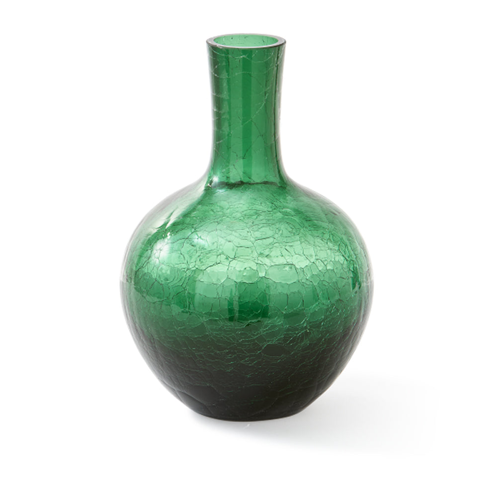 Pols Potten Crackled Ball Body Vase in Dark Green Glass – Small