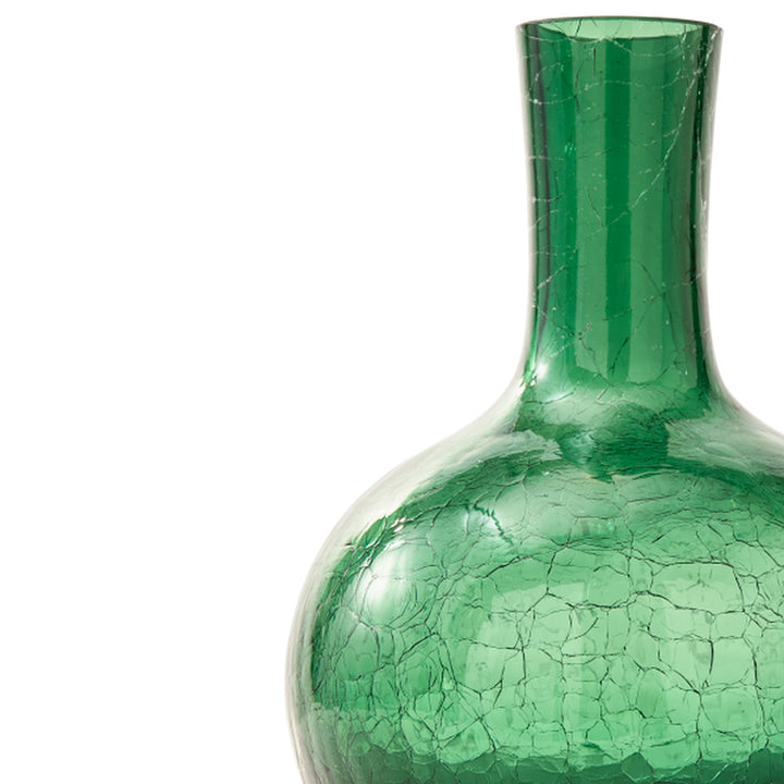 Pols Potten Crackled Ball Body Vase in Dark Green Glass – Small