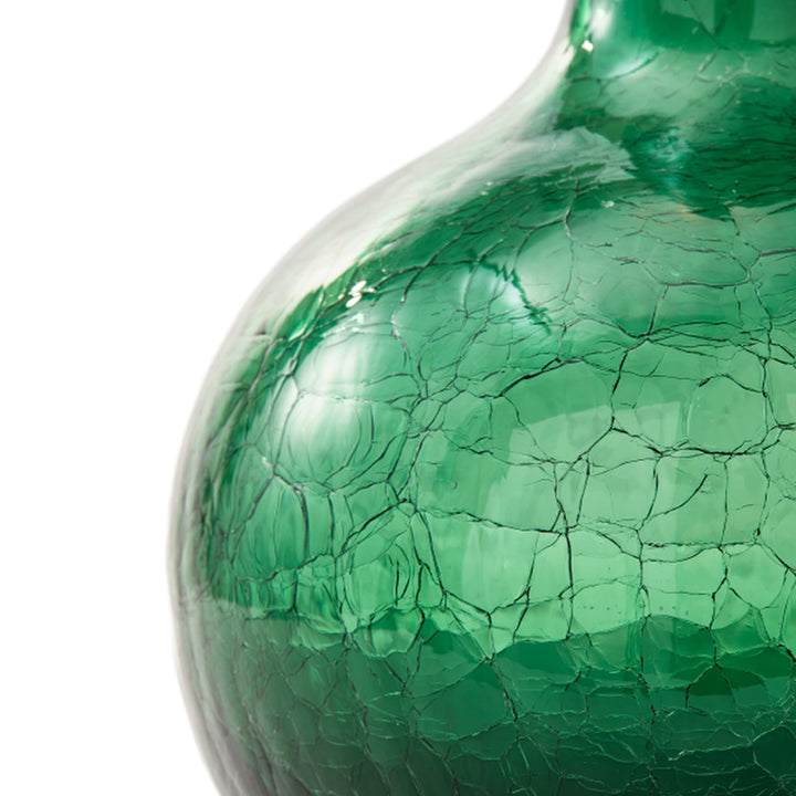 Pols Potten Crackled Ball Body Vase in Dark Green Glass – Small