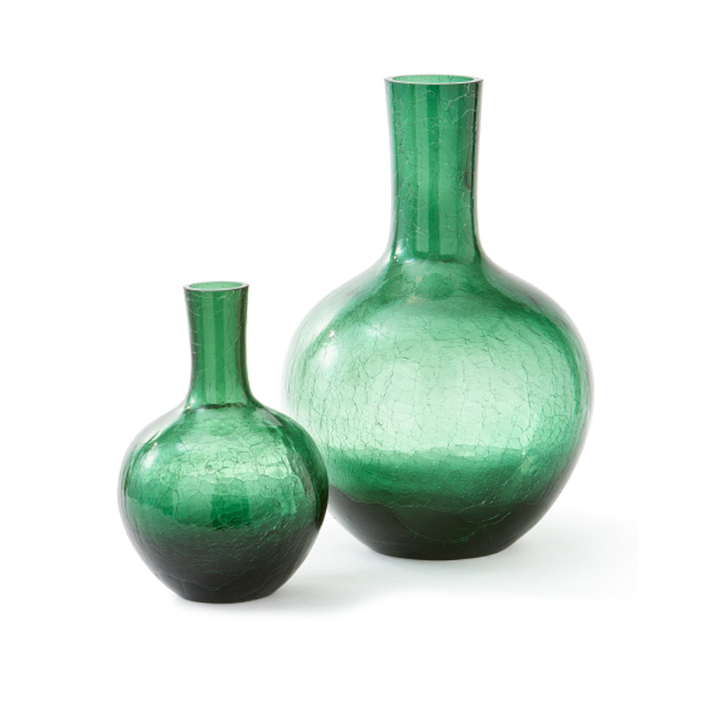 Pols Potten Crackled Ball Body Vase in Dark Green Glass – Small