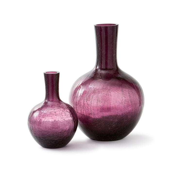 Pols Potten Crackled Ball Body Vase in Dark Purple Glass – Large