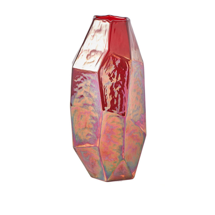 Pols Potten Graphic Luster Vase in Coral Red – Medium - Excess Stock
