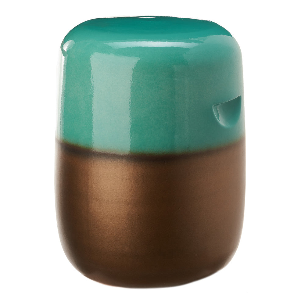 Pols Potten Pill Side Table in Turquoise and Brown Ceramic