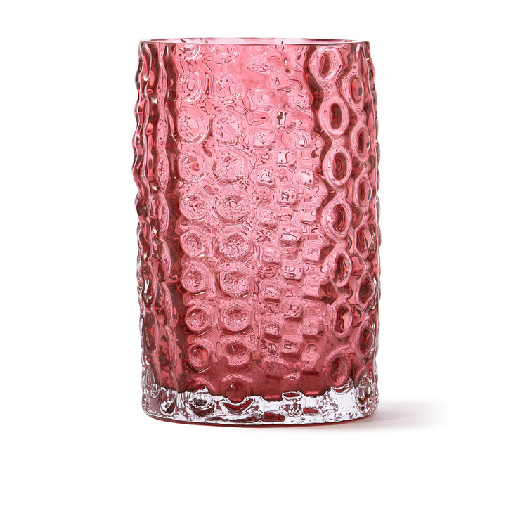 Pols Potten Round Relief Vase – Light Pink Glass