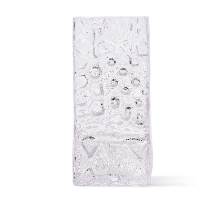 Pols Potten Square Relief Vase – Clear Glass