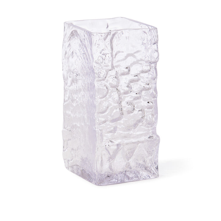 Pols Potten Square Relief Vase – Clear Glass