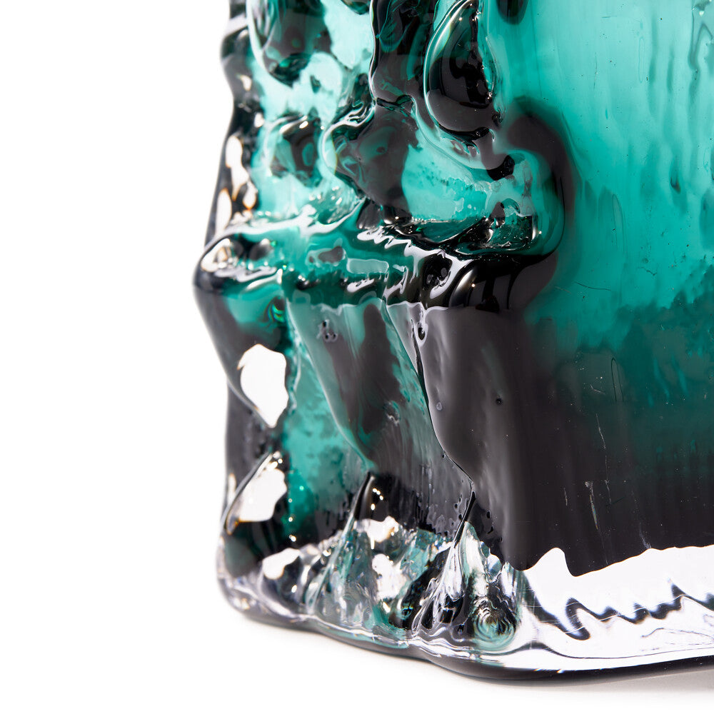 Pols Potten Square Relief Vase – Dark Green Glass