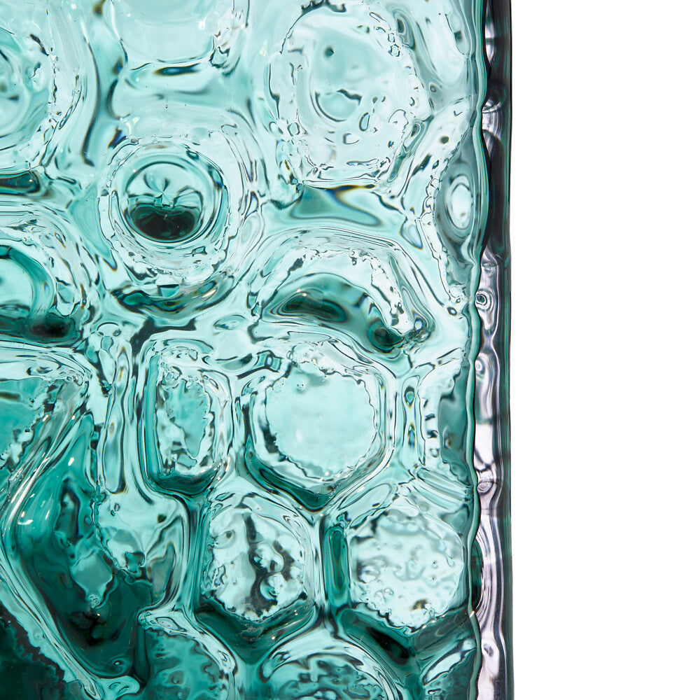 Pols Potten Square Relief Vase – Dark Green Glass