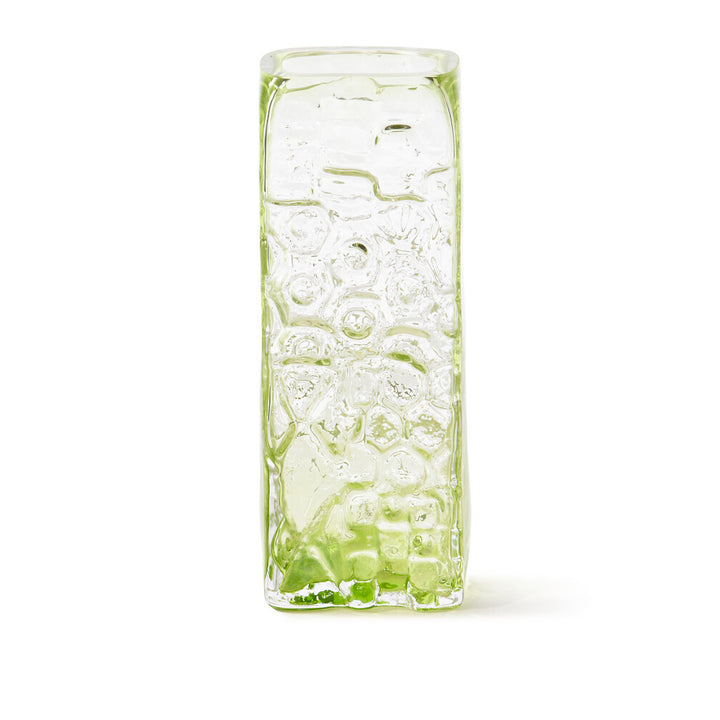 Pols Potten Square Relief Vase – Light Green Glass