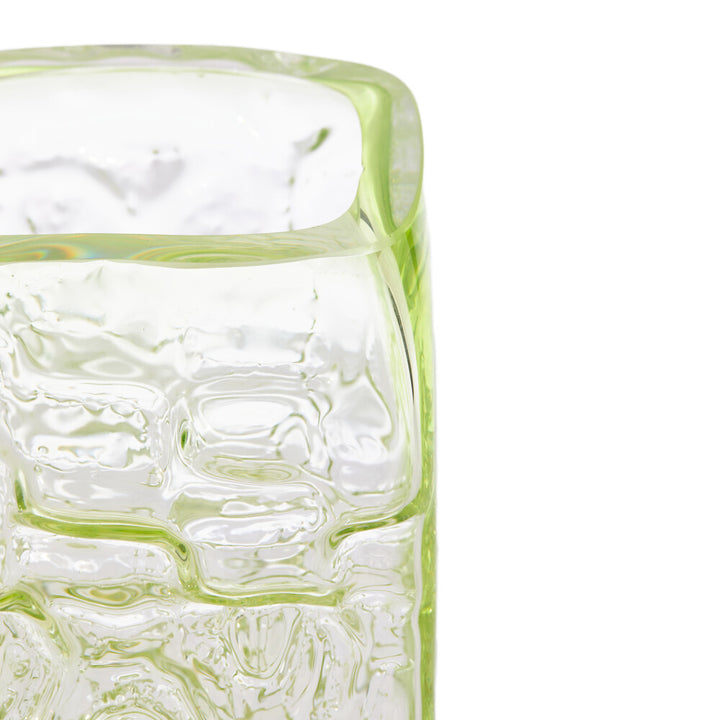 Pols Potten Square Relief Vase – Light Green Glass