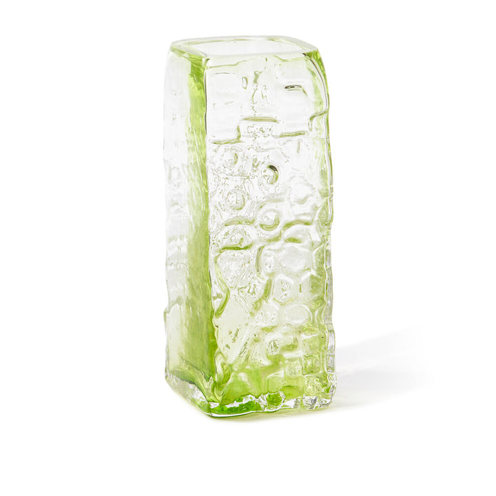 Pols Potten Square Relief Vase – Light Green Glass