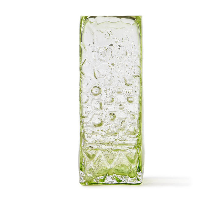 Pols Potten Square Relief Vase – Light Green Glass