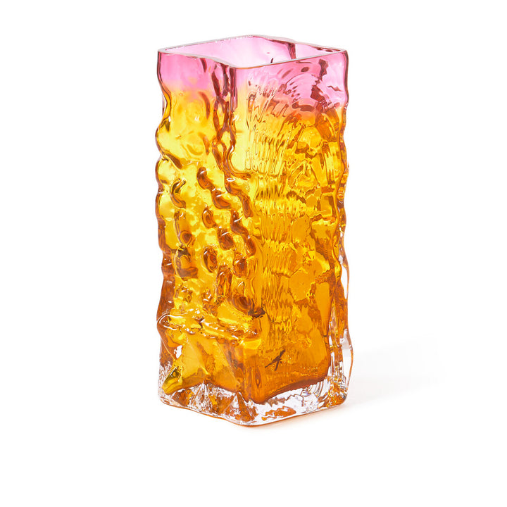 Pols Potten Square Relief Vase – Ochre Glass