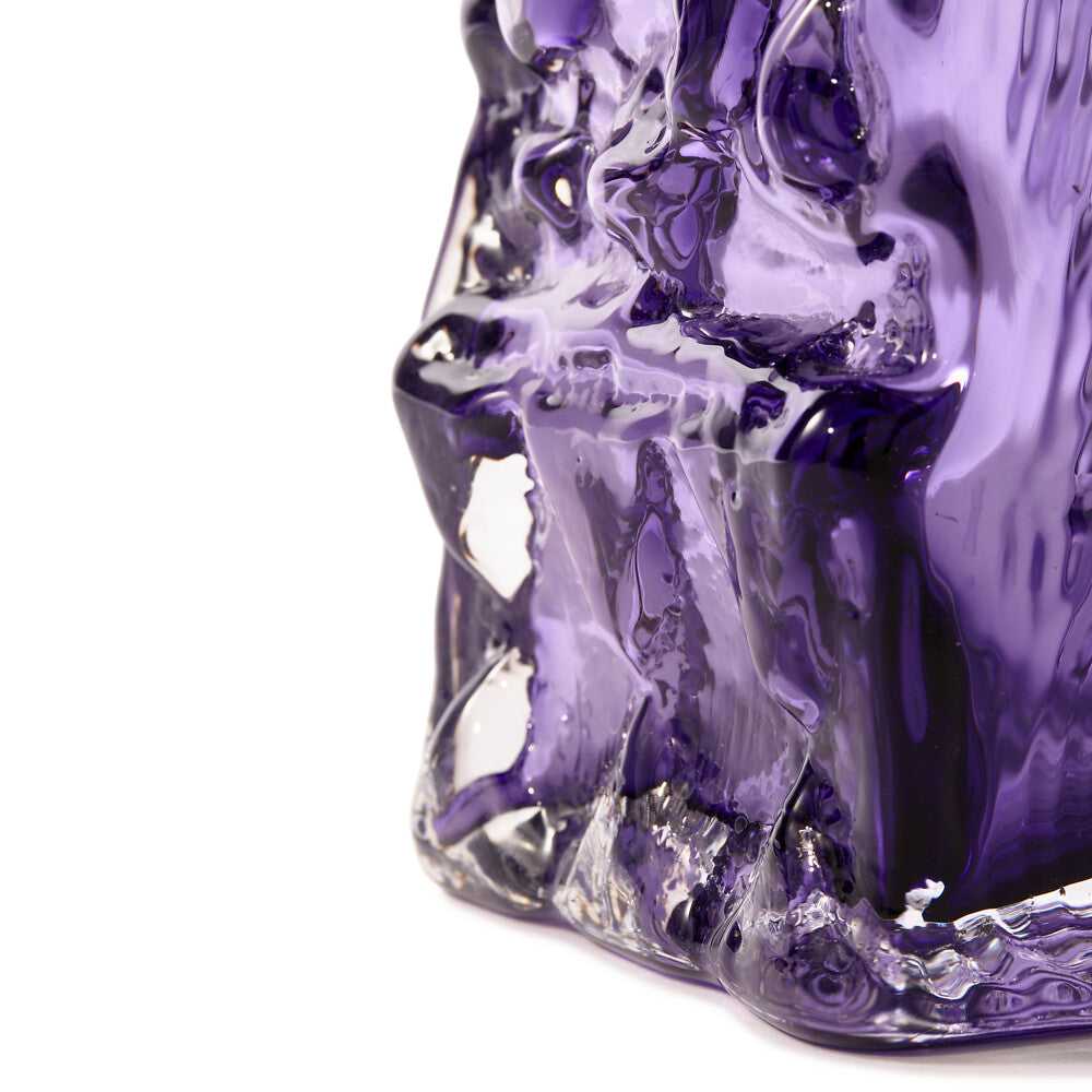 Pols Potten Square Relief Vase – Dark Purple Glass