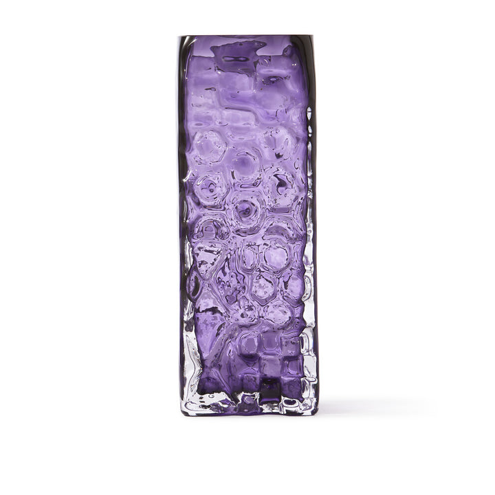 Pols Potten Square Relief Vase – Dark Purple Glass