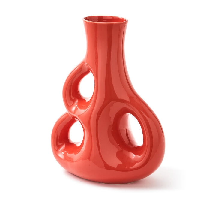 Pols Potten Three Ears Vase in Coral Red Ceramic – Medium