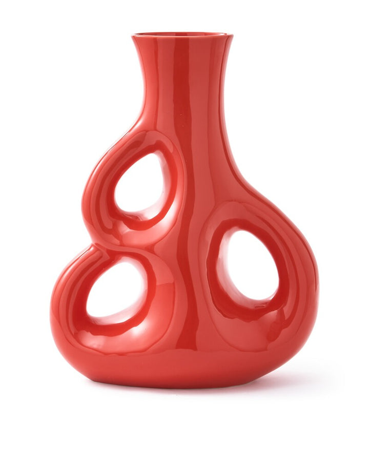 Pols Potten Three Ears Vase in Coral Red Ceramic – Medium