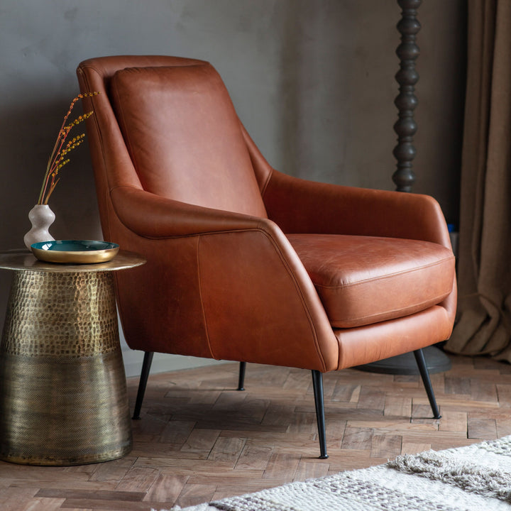 Raya Armchair – Brown Leather