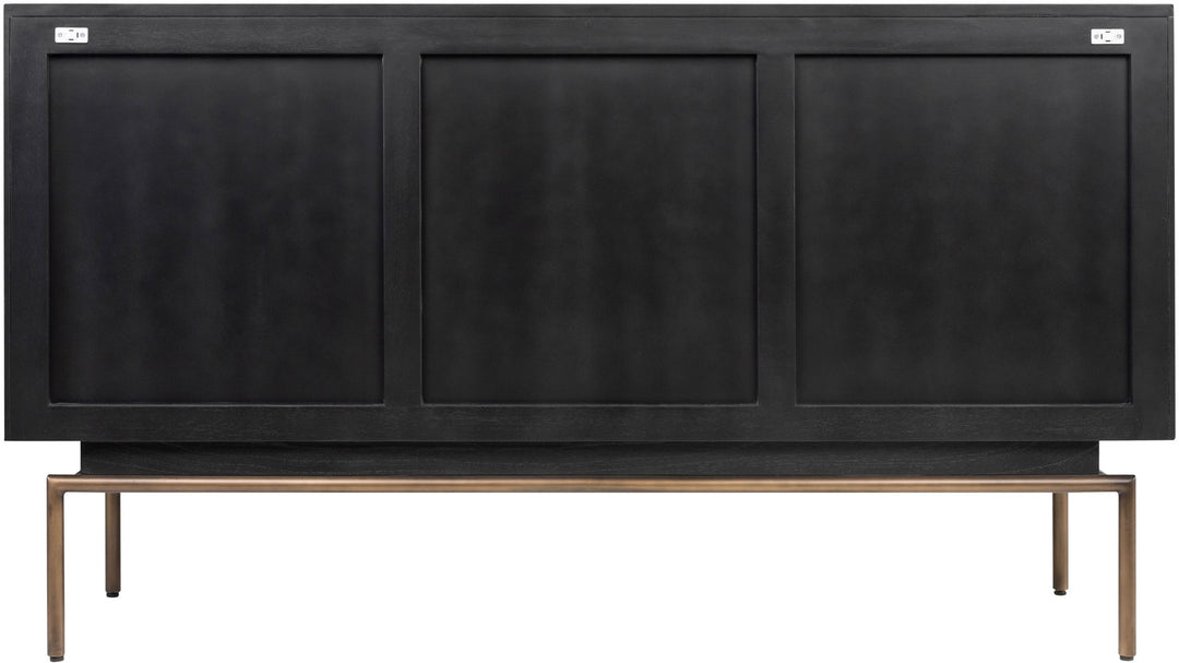 Relino Sideboard with Mindi Wood and Dark Brass Metal
