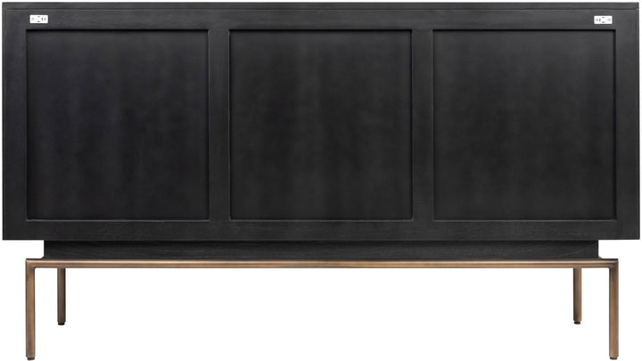 Relino Sideboard with Mindi Wood and Dark Brass Metal