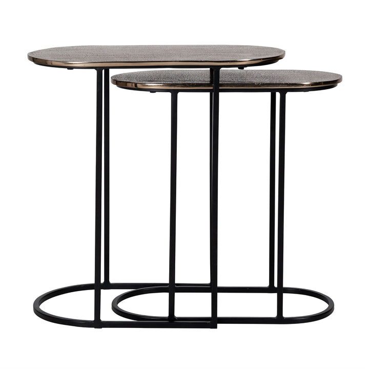Richmond Interiors Chandon End Tables with Aluminium Tops – Set of 2