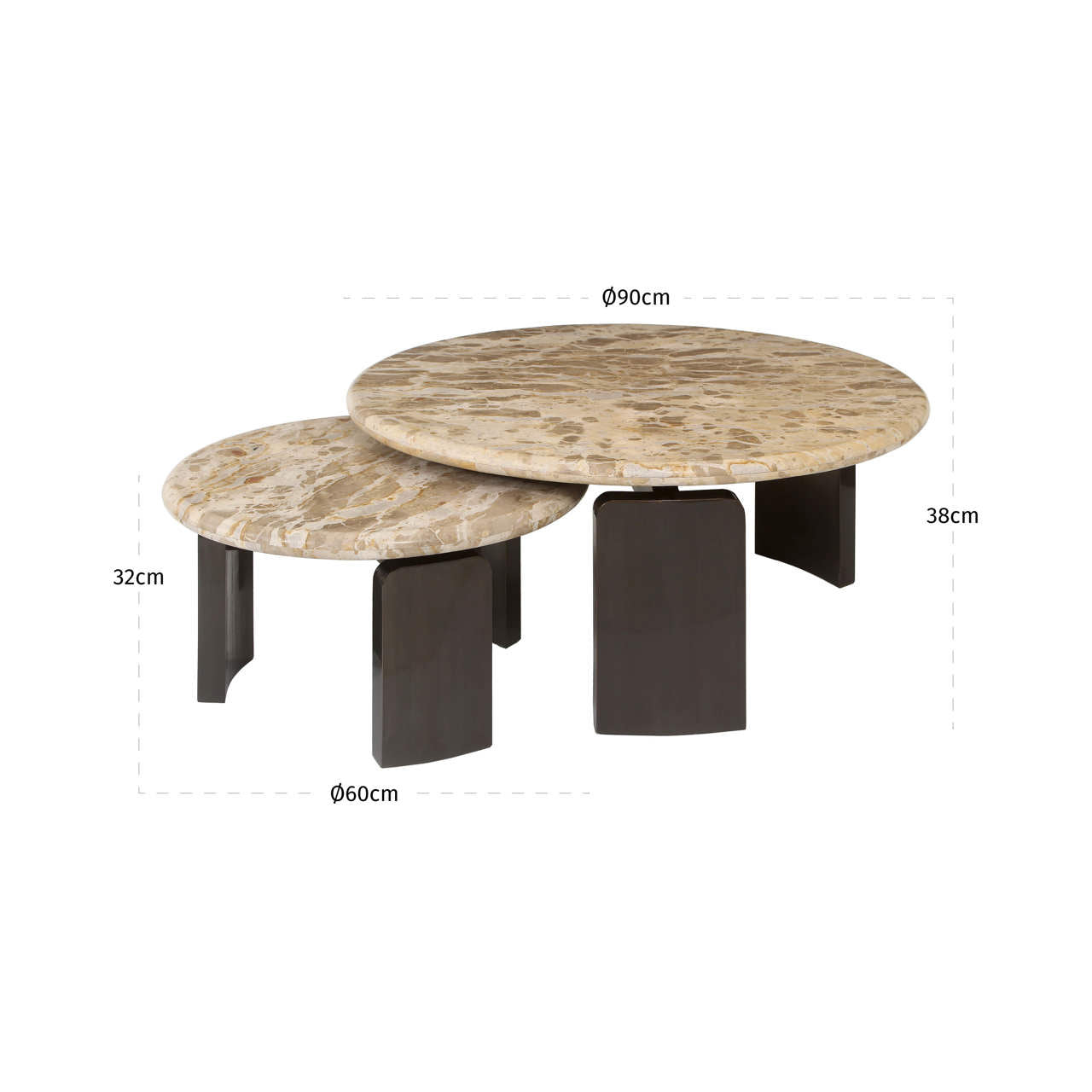 Richmond Interiors Bayonne Coffee Tables – Bronze – Set of 2