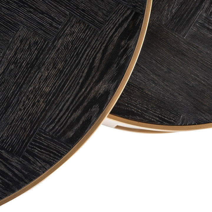 Richmond Interiors Blackbone Oak and Steel Paired Coffee Tables - Brass – Excess Stock