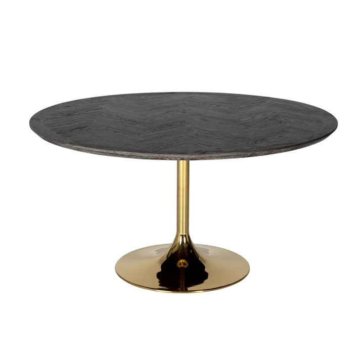 Richmond Interiors Blackbone Round Dining Table – Gold Finish