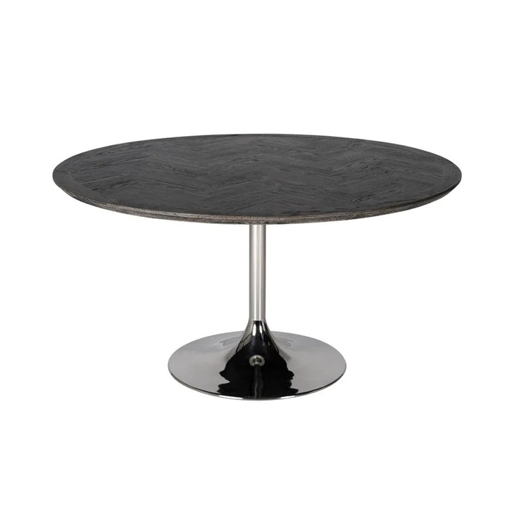 Richmond Interiors Blackbone Round Dining Table – Silver Finish – Excess Stock