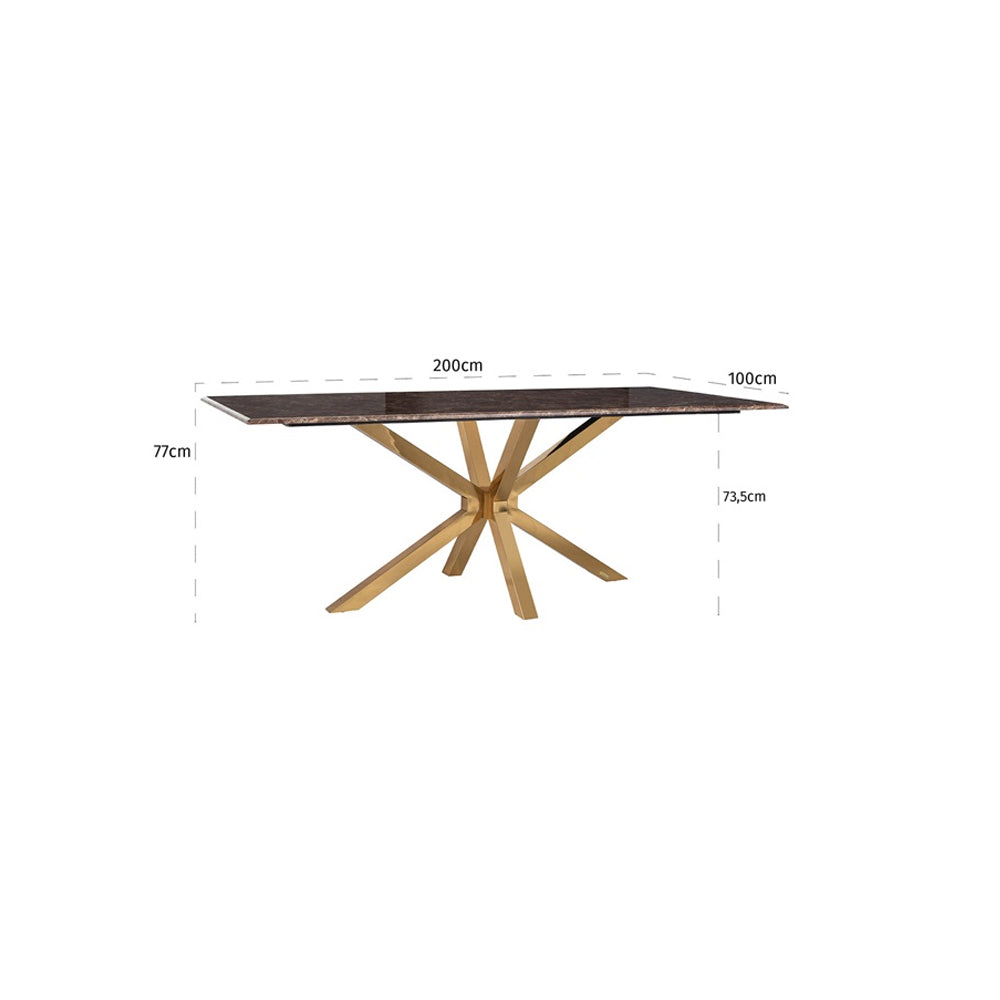 Richmond Interiors Conrad Dining Table with Faux Marble and Gold Stainless Steel – Excess Stock