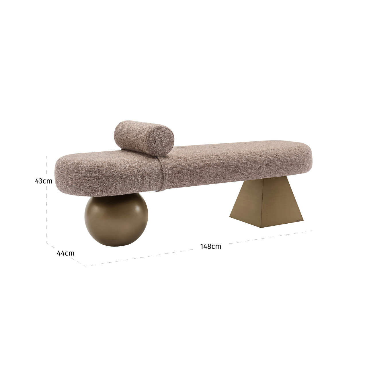 Richmond Interiors Geneva Bench - Brown Tweed