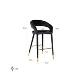 Richmond Interiors Gia Bar Stool in Anthracite Velvet – Excess Stock