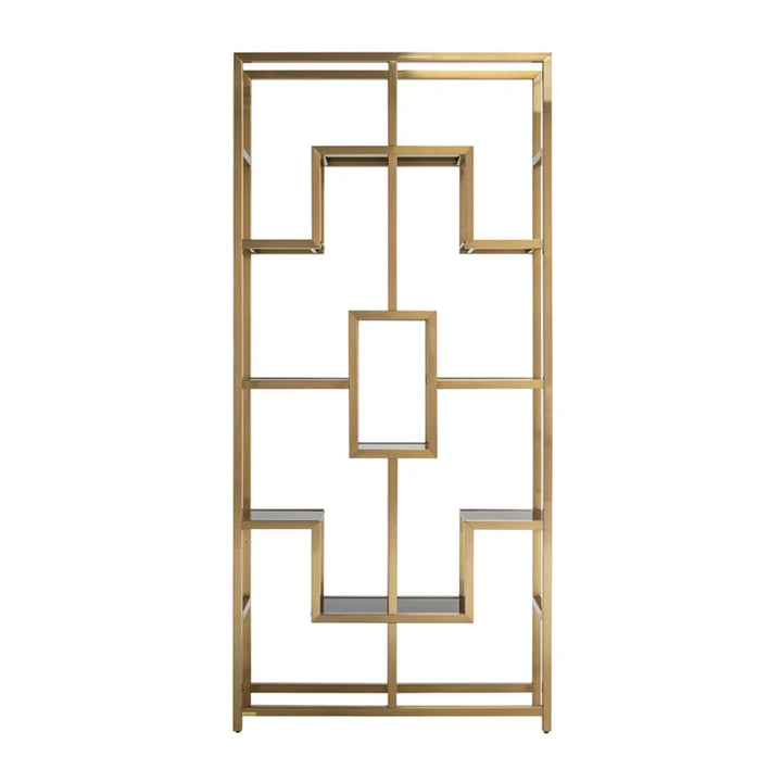 Richmond Interiors Magnus Steel and Glass Display Unit – Brushed Gold