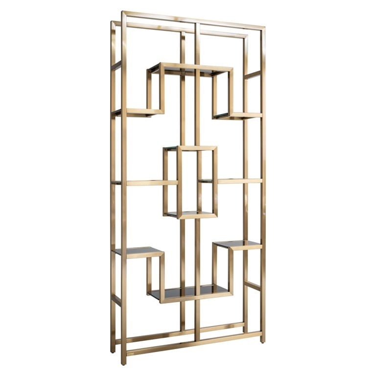 Richmond Interiors Magnus Steel and Glass Display Unit – Brushed Gold