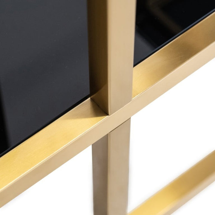 Richmond Interiors Magnus Steel and Glass Display Unit – Brushed Gold