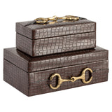 Richmond Interiors Rex Storage Box – Dark Brown – Set of 2