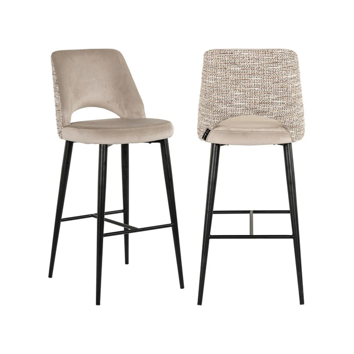 Richmond Interiors Tabitha Bar Stool – Trendy Nature and Quartz Khaki