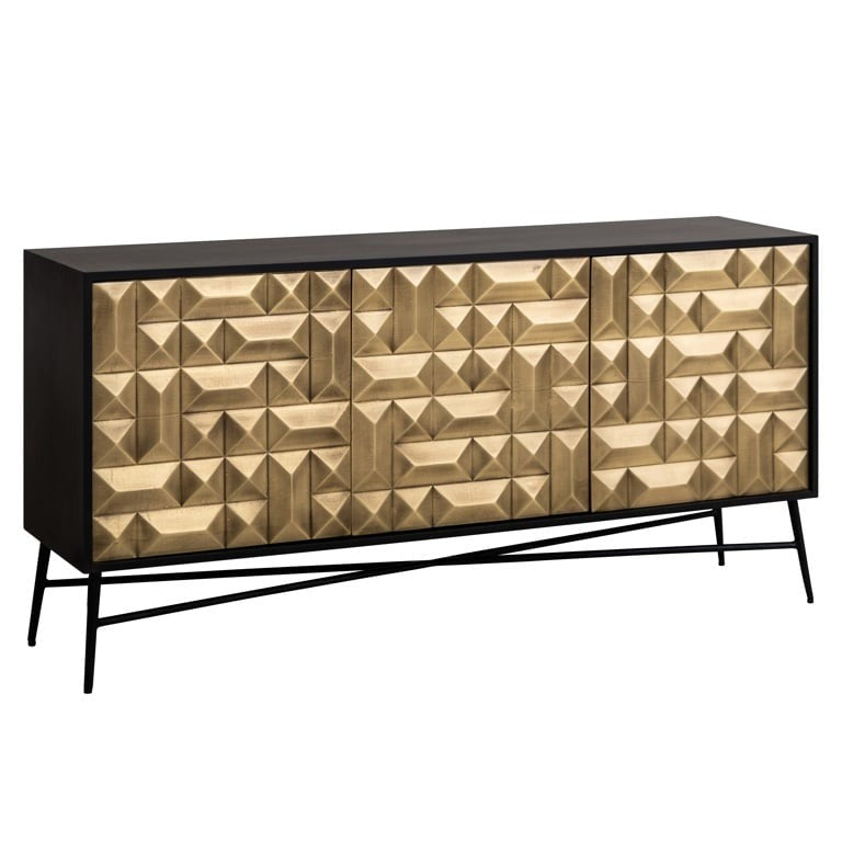 Richmond Interiors Tetro Sideboard – Gold Finish