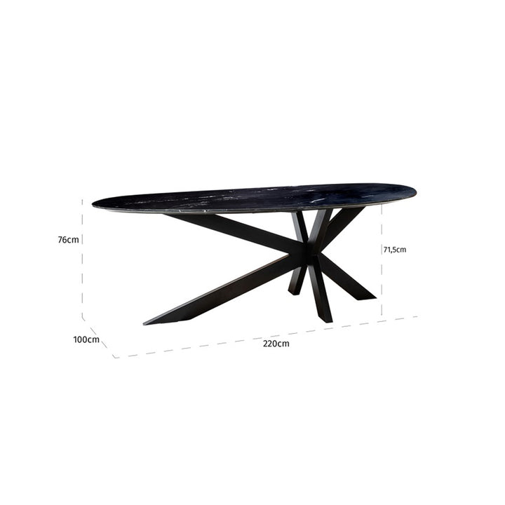 Richmond Interiors Trocadero Dining Table in Black Marble