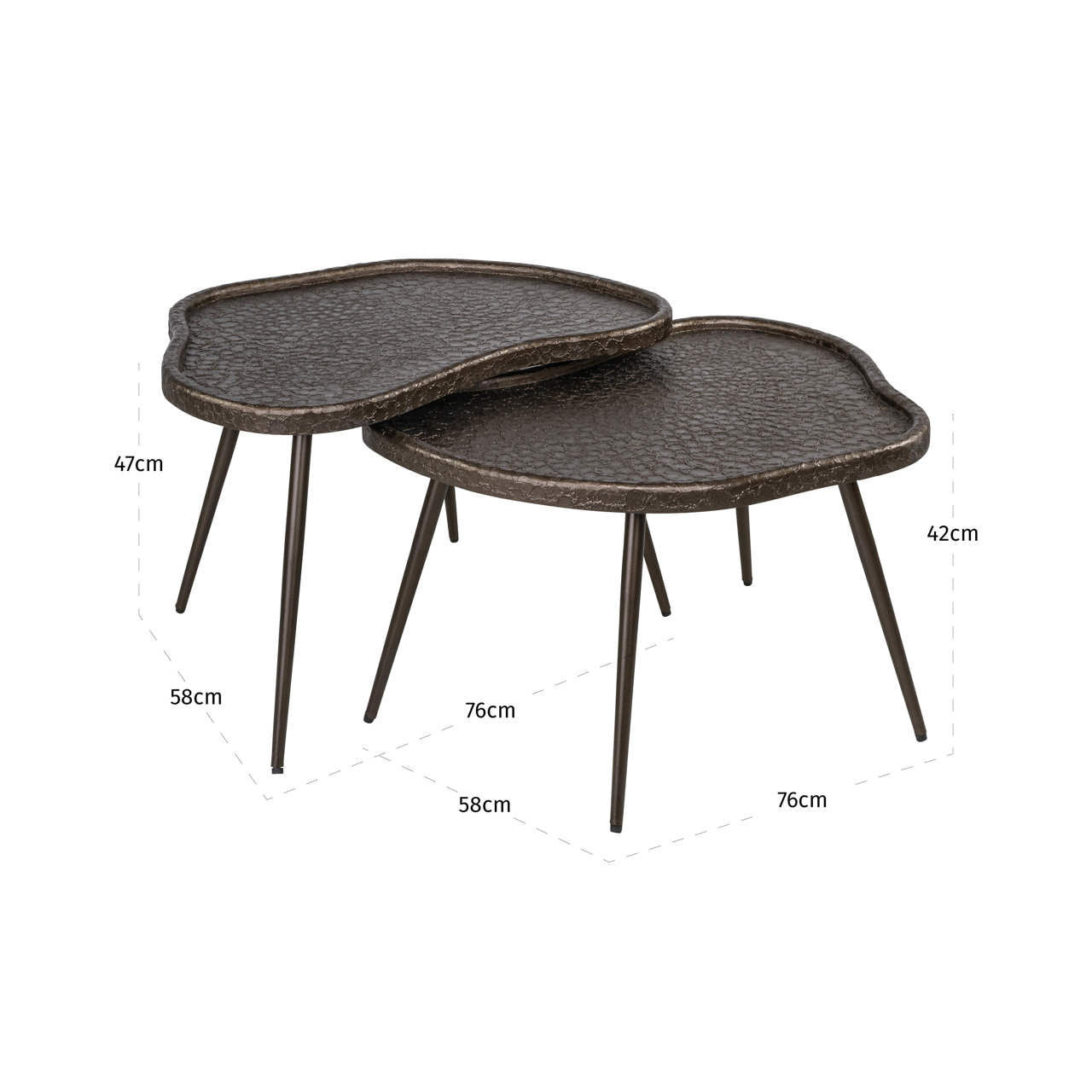 Richmond Interiors Bean Coffee Table – Set of 2 – Bronze