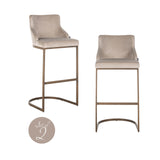Richmond Interiors Bolton Barstool in Khaki and Brushed Brass - Set of 2