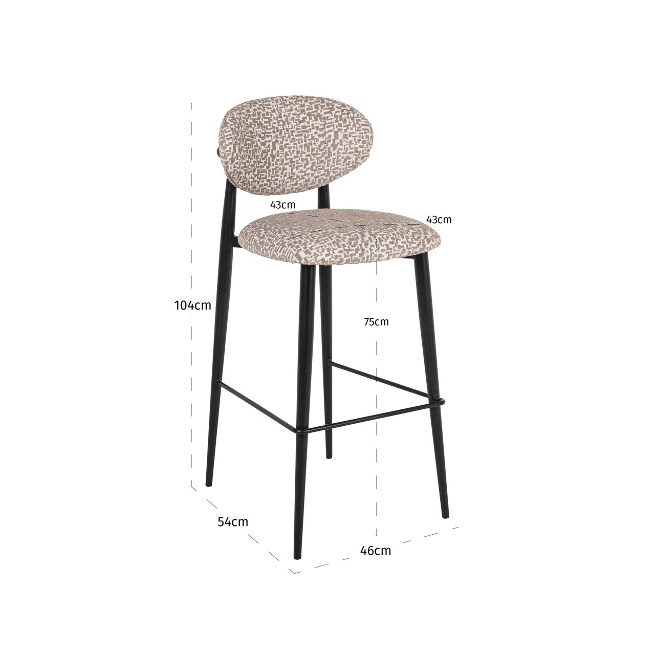 Richmond Interiors Dantes Bar Stool – Natural Geo