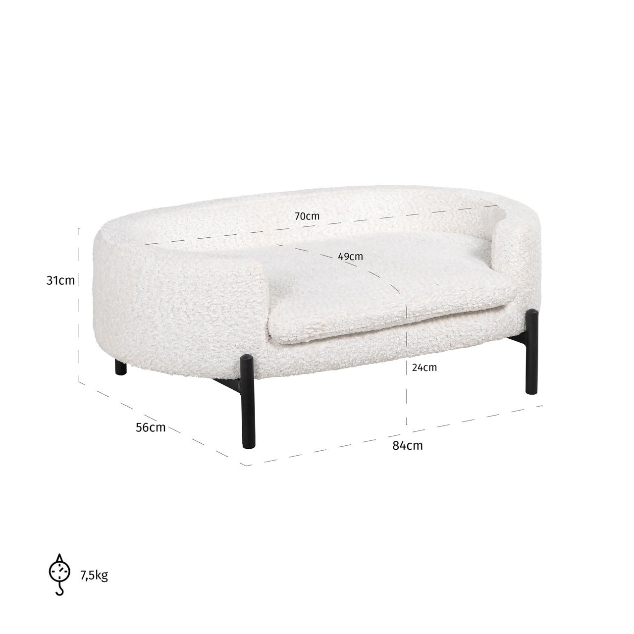 Richmond Interiors Dolly Pet Bed – White Sheep