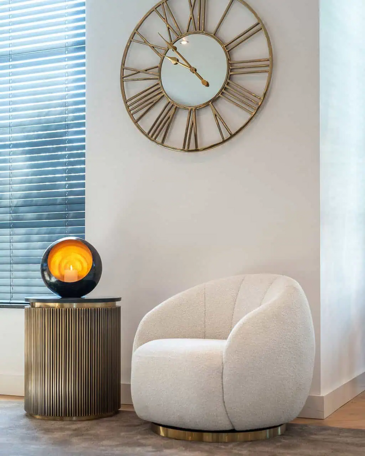 Richmond Interiors Ironville Brass Birch and Marble End Table