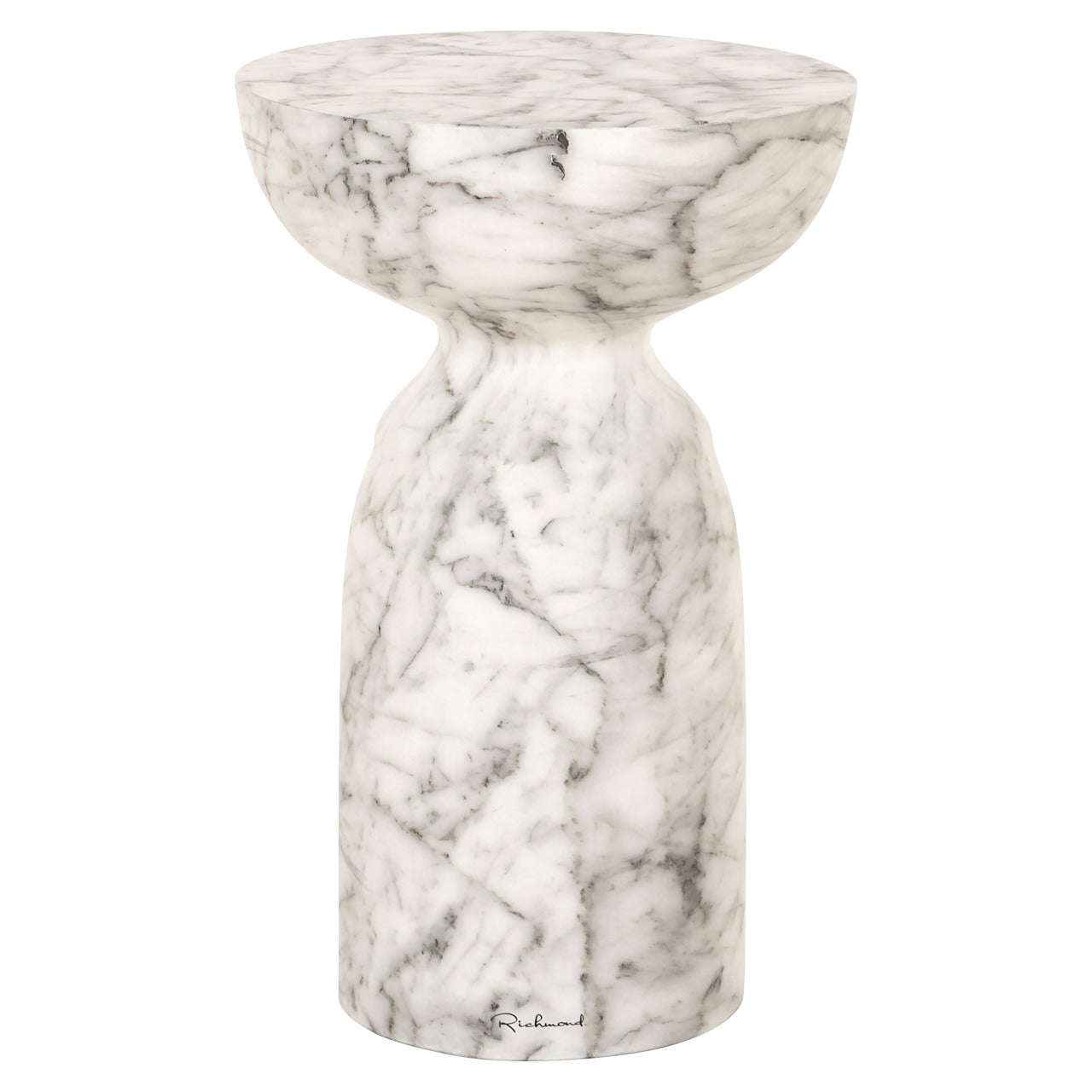 Richmond Interiors Kita Side Table – White Faux Marble